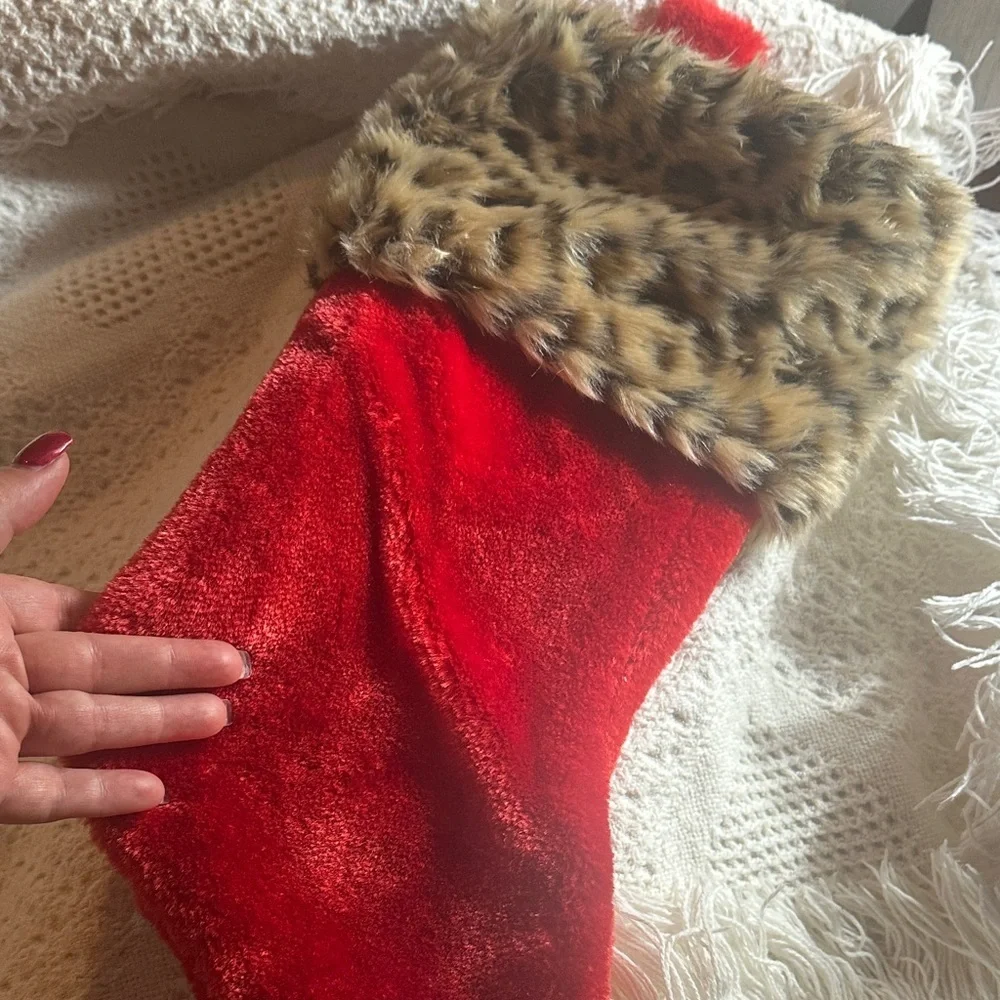 Red Christmas Stocking Faux Fur Cuff